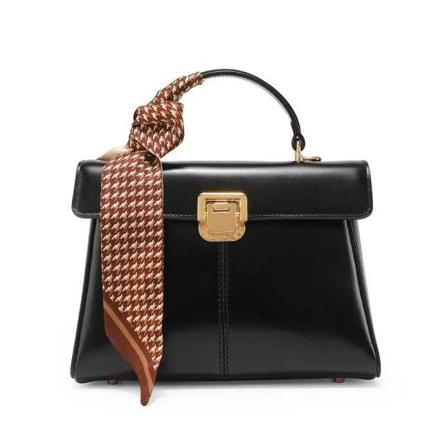 Luxury Leather Crossbody Shoulder Bag for Women with Scarf Accent