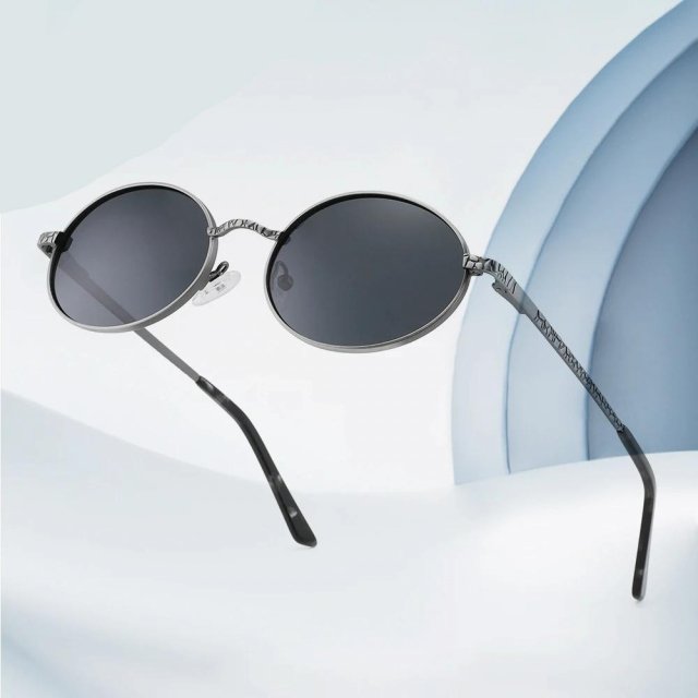 Retro Oval Polarized Sunglasses – 90s Vintage Metal Frame Unisex Shades