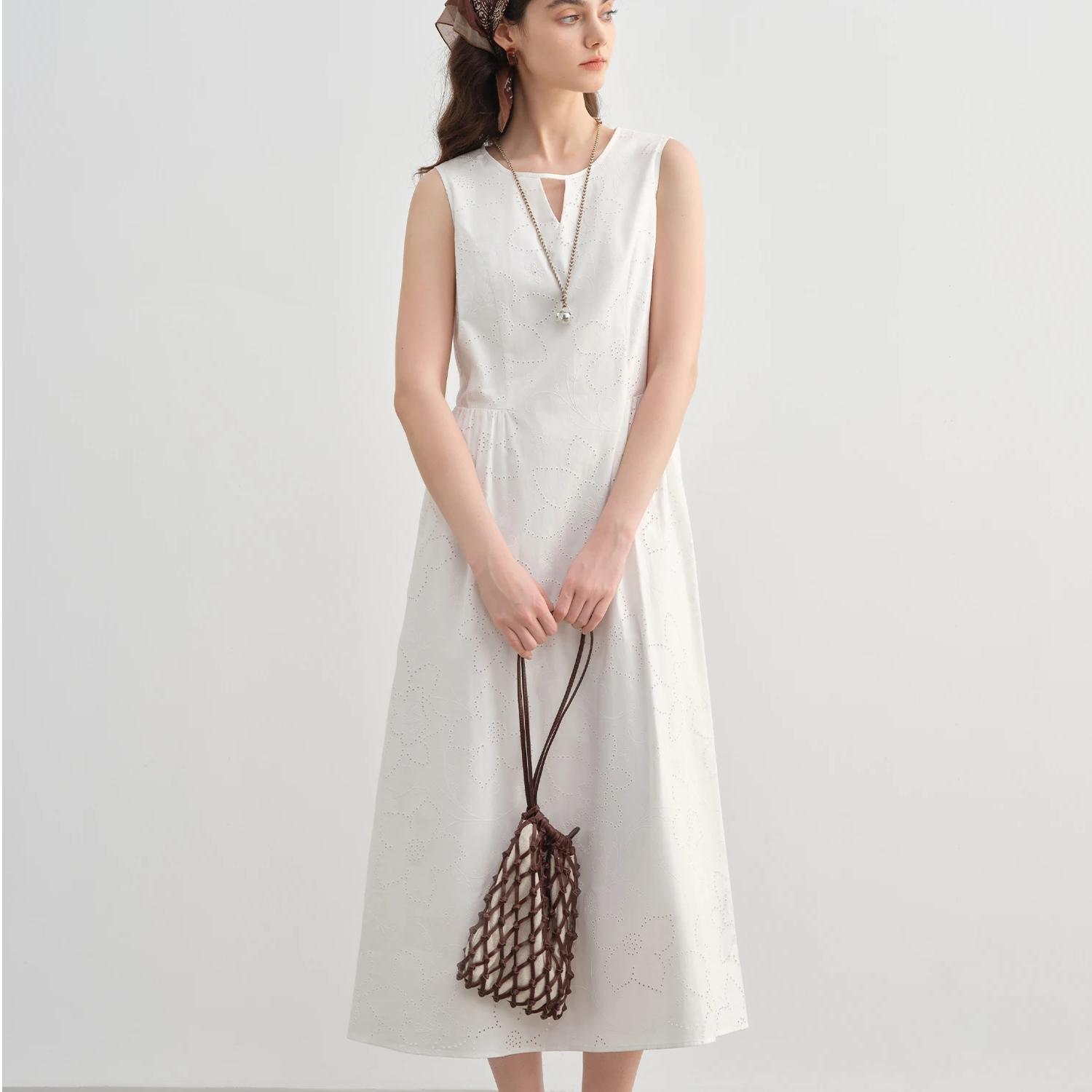 Retro French Hepburn Style White Summer Dress 2