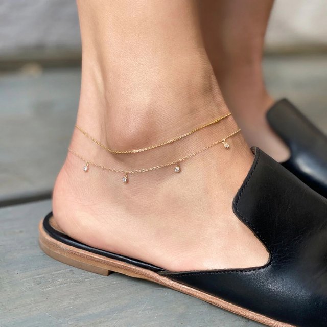 Elegant 18K Gold-Plated Waterproof Zircon Anklet for Daily Wear