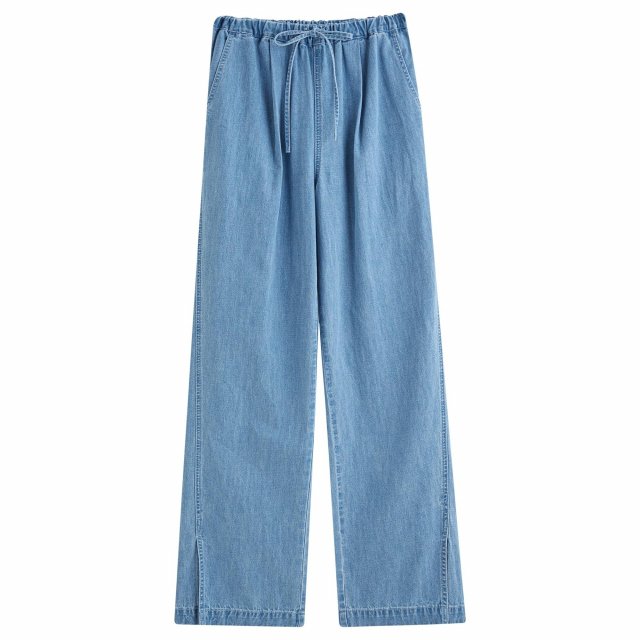 Summer Women's Linen-Blend Straight-Leg Jeans with Adjustable Waist