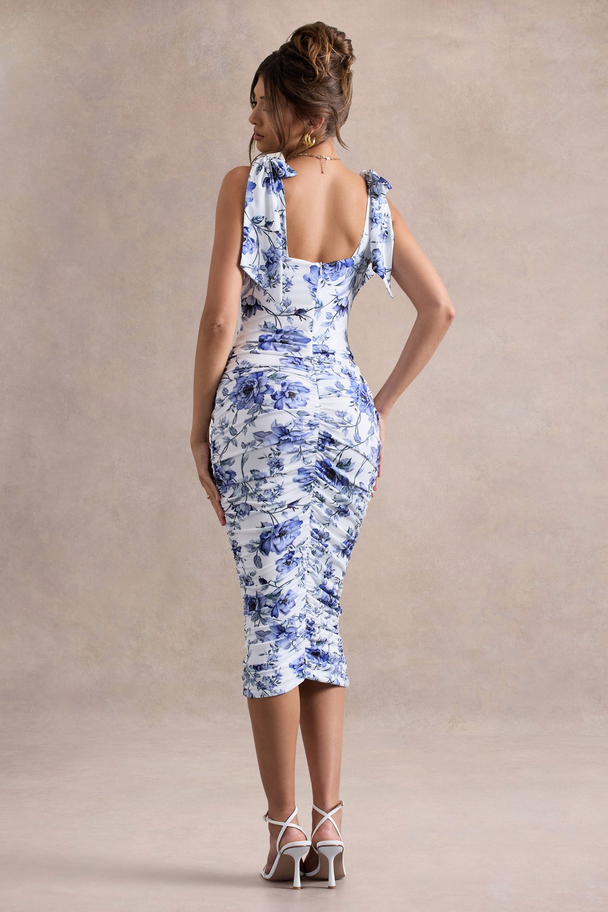 Floral Print Backless Bodycon Maxi Dress with Spaghetti Straps 7