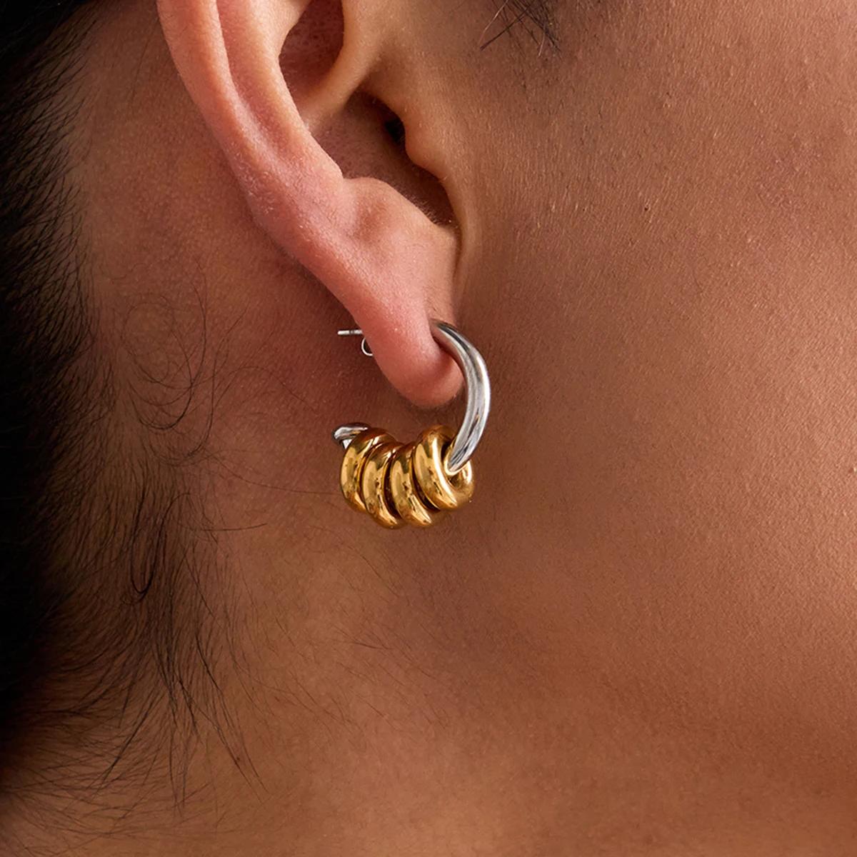 Two-Tone Multi-Ring Pendant Earrings 2