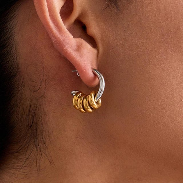 Two-Tone Multi-Ring Pendant Earrings