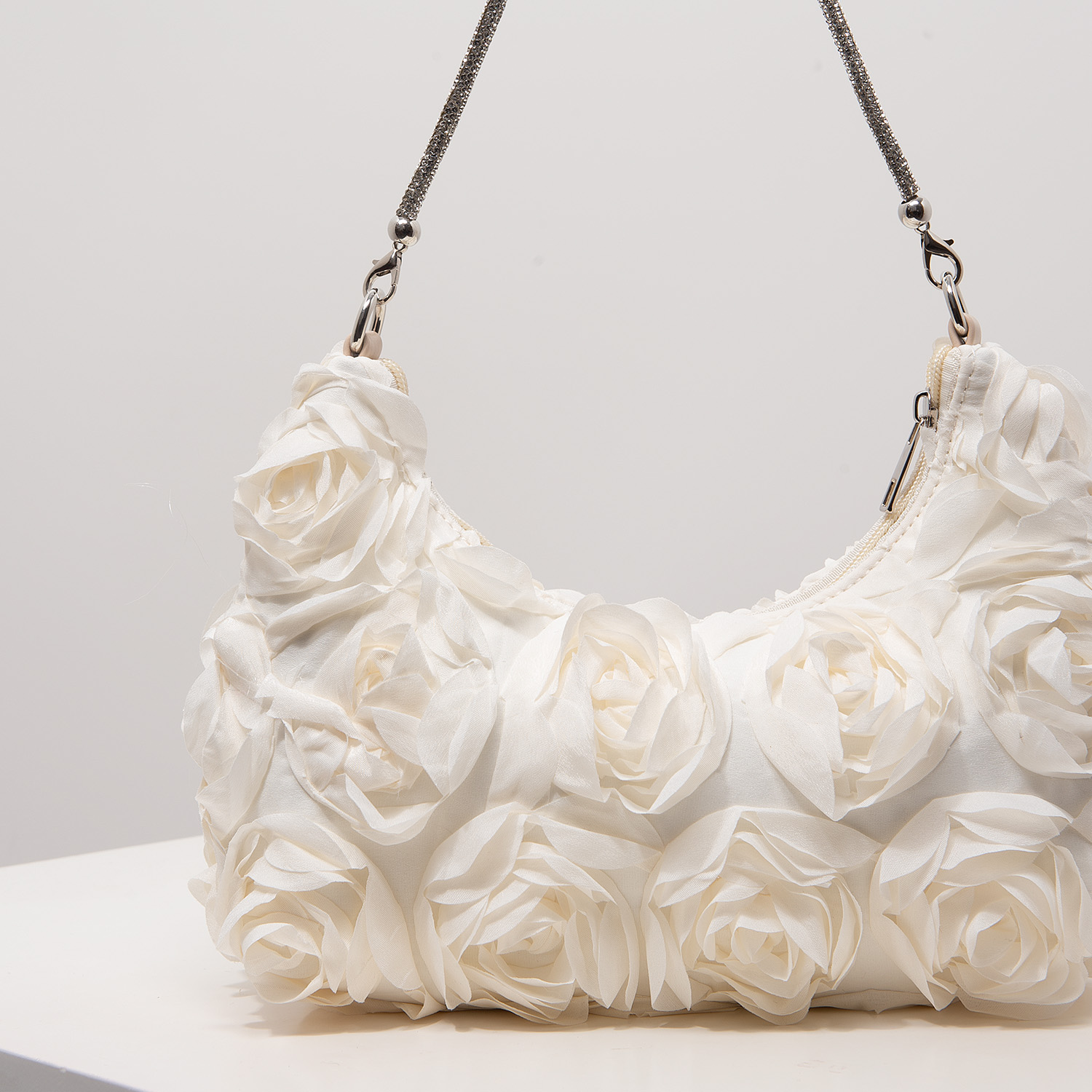 Elegant Rose Sequin Shoulder Bag for Women – Party & Wedding Floral Handbag view 3