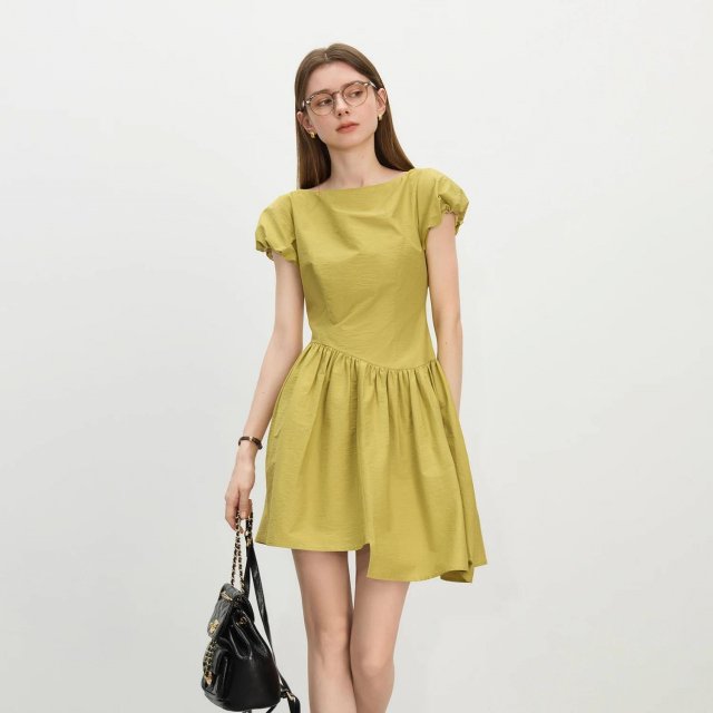 Irregular Hem One-Shoulder Mini Dress – Summer Casual A-Line Style