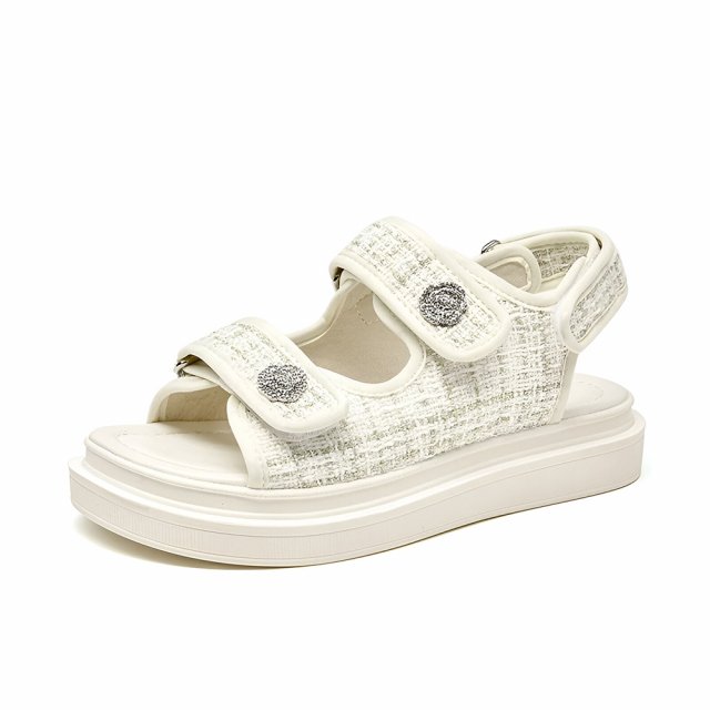 Women's Platform Plaid Summer Sandals with Hook and Loop Strap