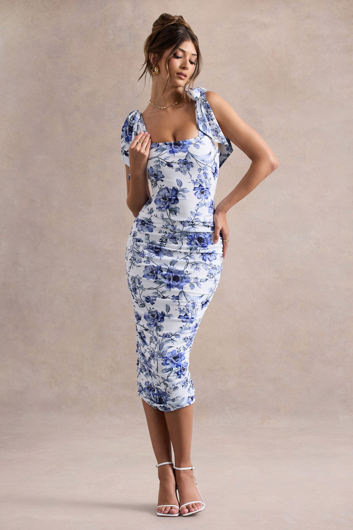 Floral Print Backless Bodycon Maxi Dress with Spaghetti Straps 5