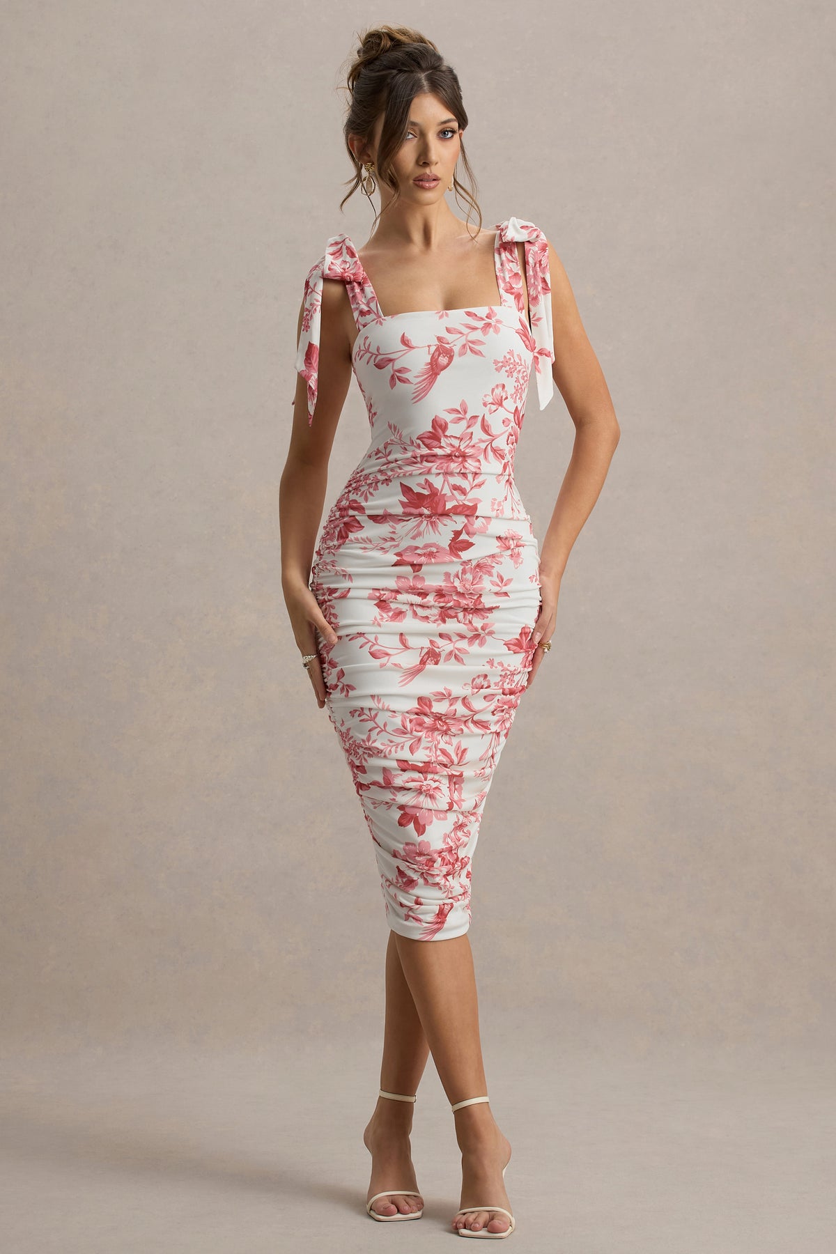 Floral Print Backless Bodycon Maxi Dress with Spaghetti Straps 3