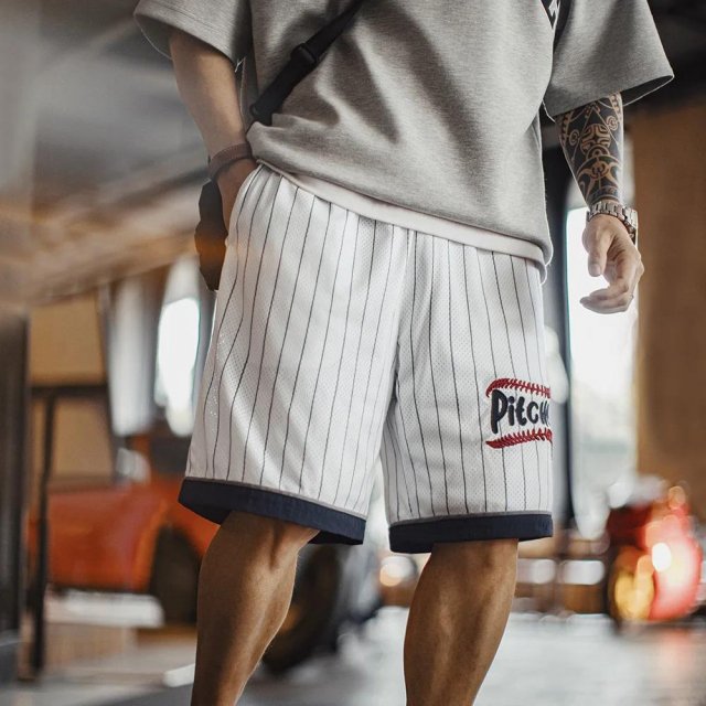 Men's Summer Mesh Basketball Shorts Loose Fit Patchwork Training Bottoms