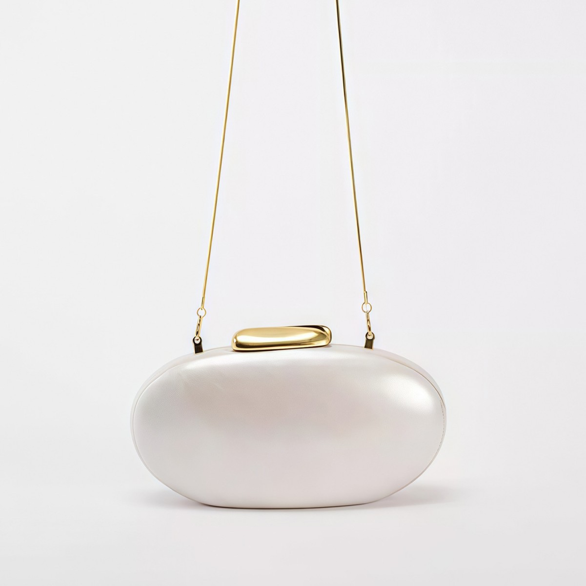 Elegant Ivory Pearl Egg Shape Acrylic Clutch Bag for Weddings & Evening Parties 2