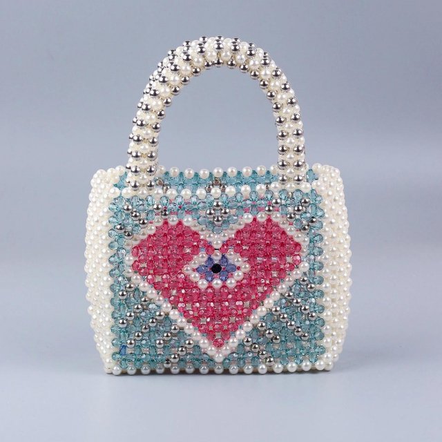 Colorful Pearl Beaded Woven Tote