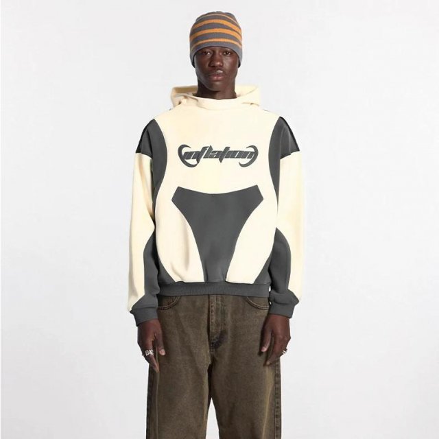 Vintage Patchwork Hoodie with 3D Embroidery