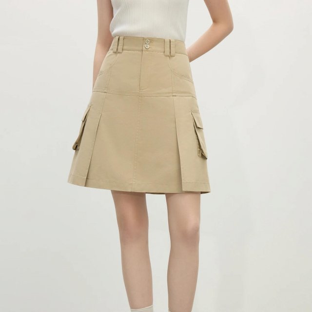 Minimalist A-Line Khaki Skirt
