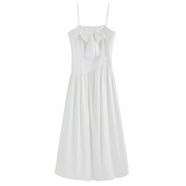Elegant Minimalist A-Line Strappy Dress – Old Money Style, Mid-Calf Length